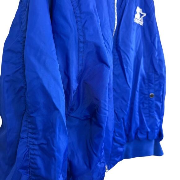 Starter Black Label Blue Full Zip Bomber Jacket 9S0-251 Lined Satin Shiny sz XL - Picture 3 of 16